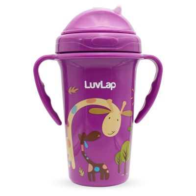 LuvLap Tiny Giffy Straw Sipper, 300Ml, Purple