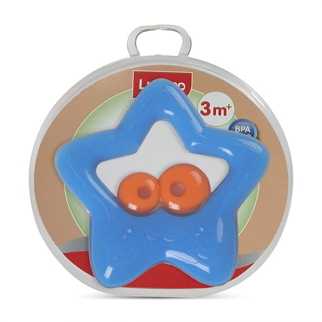 LuvLap Silicone Teether, Star Struck (Blue), 3m+, BPA Free