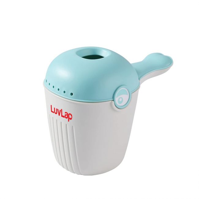 LuvLap Plastic Baby Bath Mug (White & Blue)