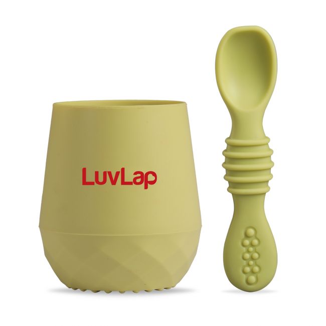 LuvLap Silicone Baby & Toddler Training Cup & Spoon