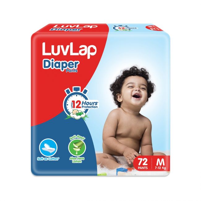 LuvLap Diaper Pants, Medium, 7 to 12Kg, 72 Count, with upto 12 Hour protection