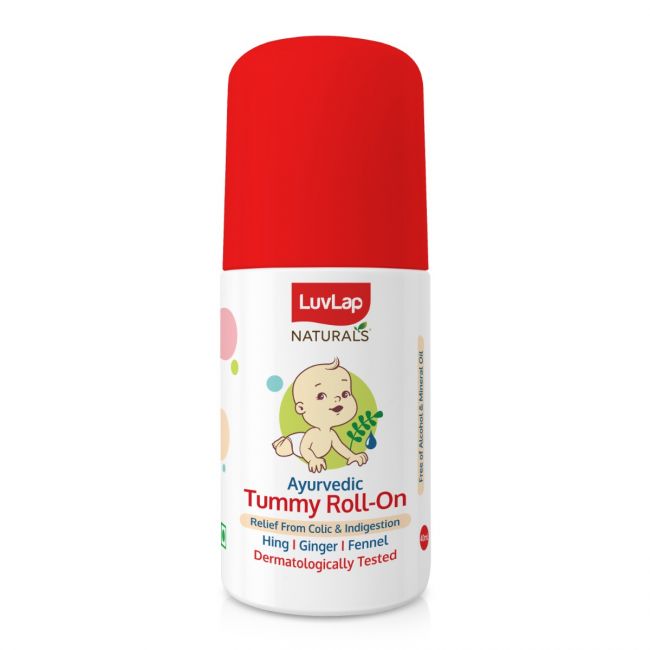 Luvlap Naturals Baby Tummy Roll On Oil for Colic & Gas Relief, Relieves Constipation & Indigestion with Hing, Ginger & Fennel (Saunf), Alcohol free, Dermatologically tested Ayurvedic medicine, 40ml