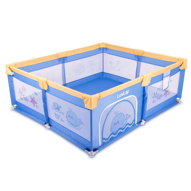LuvLap Large Baby Playpen, Baby Playard, Baby Play Yard, Play Pens for Babies and Toddlers, BPA - Free, Non - Toxic, Easy assembly, sturdy & stable, 180cm x 150cm (Blue & Yellow)