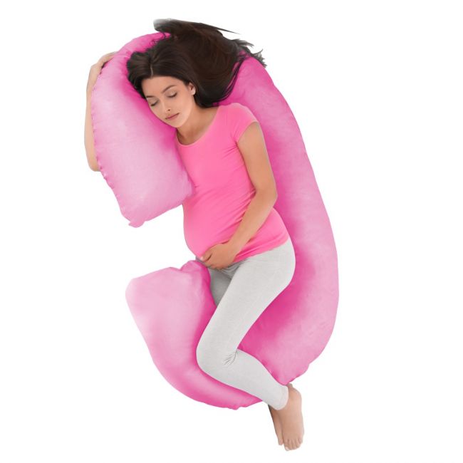 LuvLap C - Shaped Pregnancy Pillow - Full Body Maternity Support for Restful Sleep, Pain Relief, Back support - Hypoallergenic & Washable Cover, Ideal for Pregnant Women & Nursing Moms (Deep Pink)