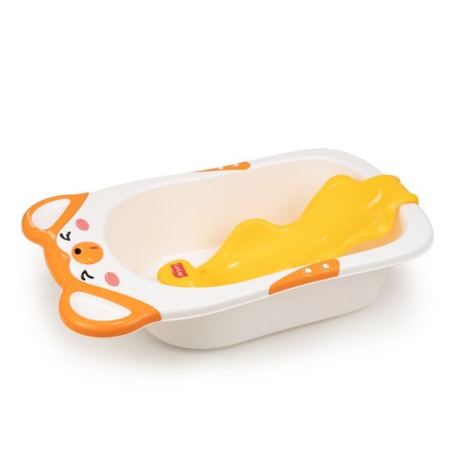 LuvLap Bubble Baby Bathtub (White & Orange) & Anti Slip Baby Plastic Bath Chair (Yellow)