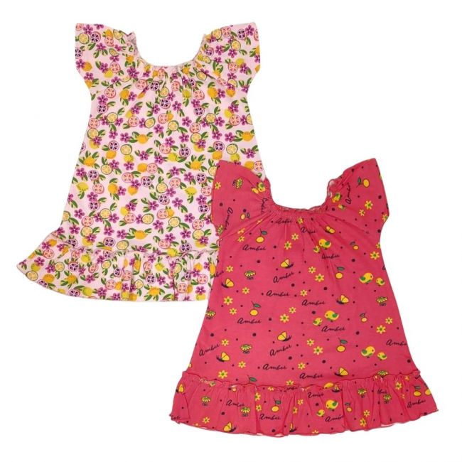 LuvLap Half Sleeve Frock Set Of 2, Xl Size