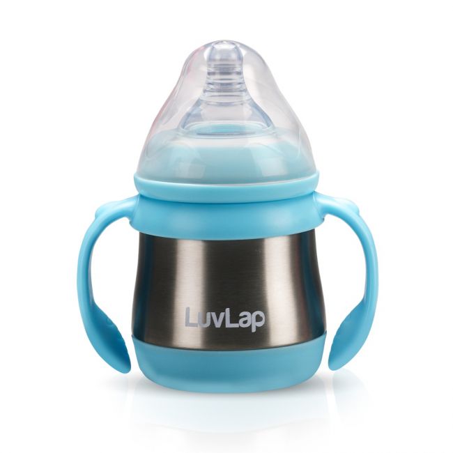LuvLap Steel Feeding Bottle, Blue, 240 Ml