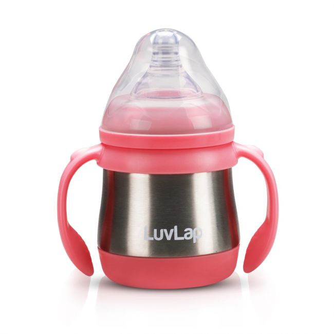 LuvLap Steel Feeding Bottle, Pink, 240 Ml
