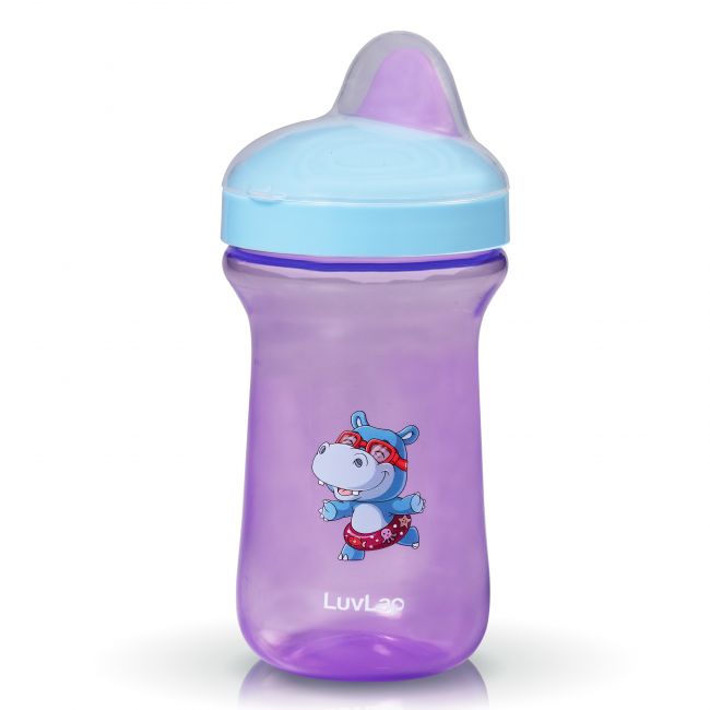 LuvLap Happy Hippo Hard Spout Sipper (Purple)