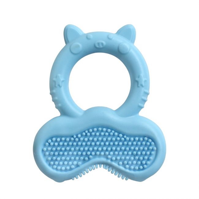 LuvLap Silicone Baby Teether with Bristles, Teething Toy for Infants and Babies, 100% Food Grade Silicone, Blue
