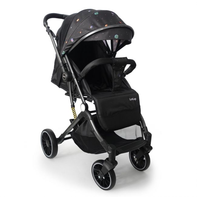 LuvLap Alpha Baby Stroller/Pram with 5 Point Safety Harness, Reversible Handle bar, Looking Window, Multi Level Recline & Adjustable footrest, Extendable Canopy, for Babies 0-3 Years (Black)