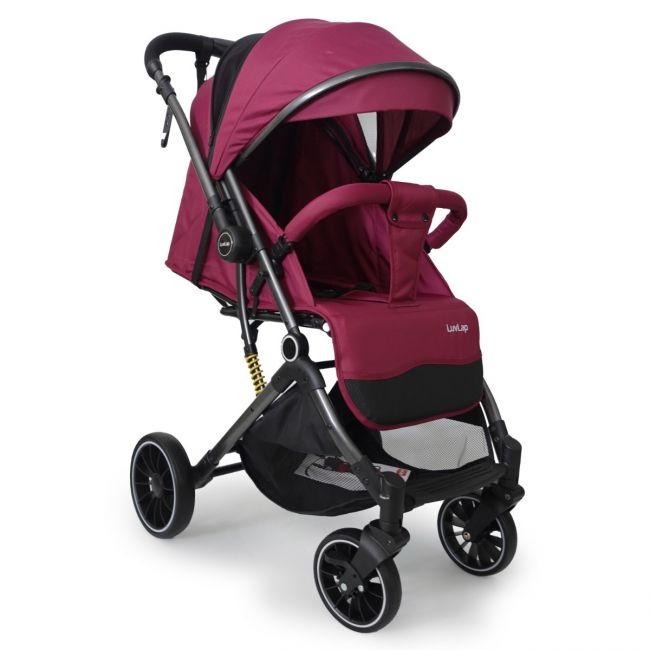 LuvLap Alpha Baby Stroller/Pram with 5 Point Safety Harness, Reversible Handle bar, Looking Window, Multi Level Recline & Adjustable footrest, Extendable Canopy, for Babies 0-3 Years (Red)
