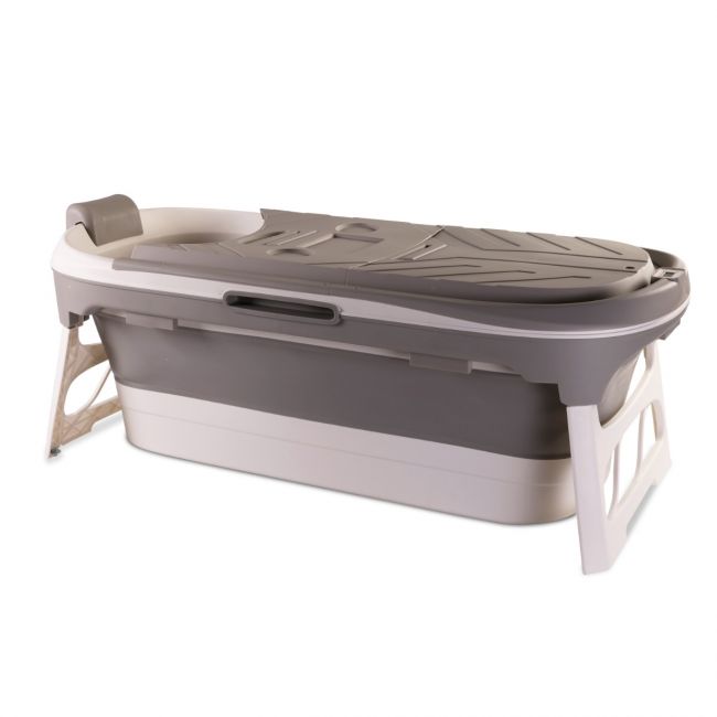 LuvLap Super Large Mother & Baby Bath Tub, Folding Type Bath tub for Adults and Kids 140 X 60 X 57.5 cm with Temperature Meter (Grey)