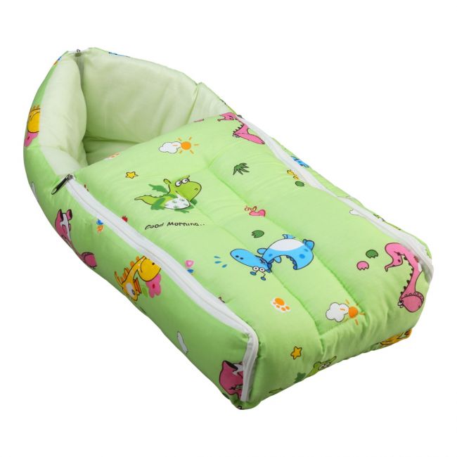 LuvLap 3 in 1 Baby Sleeping Bag and Carry Nest, Cotton Bed Cum Infant Portable Bassinet, for Baby Carrying and co Sleeping, Unisex Baby Bedding Set for New Born 0-12 Months (Dino Print, Light Green)
