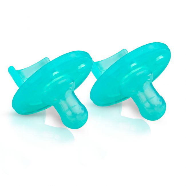 LuvLap Baby Soother cum Pacifier, 100% Food Grade Silicone, 3 Months+, Green, Pack of 2