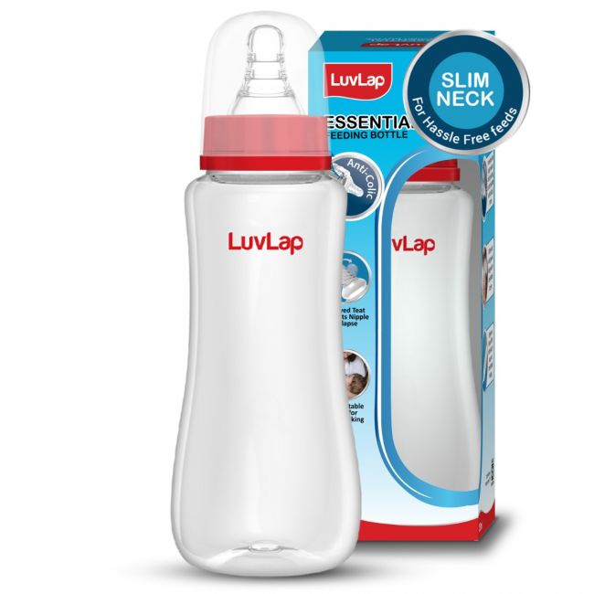 LuvLap Anti-Colic Slim Neck Essential Baby Feeding Bottle, 250ml