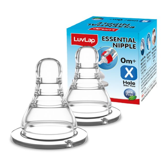 LuvLap Essential Teat/Nipple for Slim Neck Bottle, 2pcs, Variable Flow