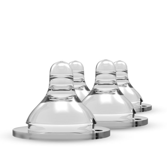 LuvLap Anti-Colic Natura Flo Teat/Nipple for Wide Neck Bottle, 4pcs, Medium Flow