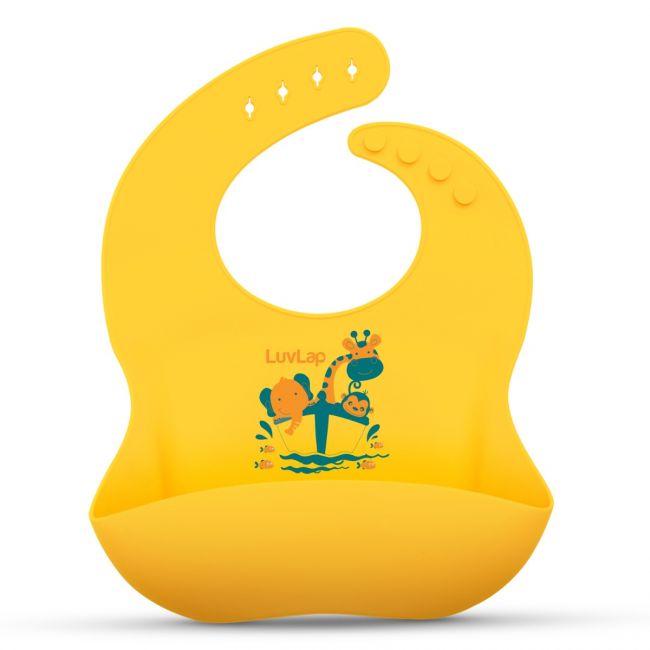 LuvLap Silicone Baby Bib for Feeding & Weaning Babies & Toddlers, Waterproof (Yellow)