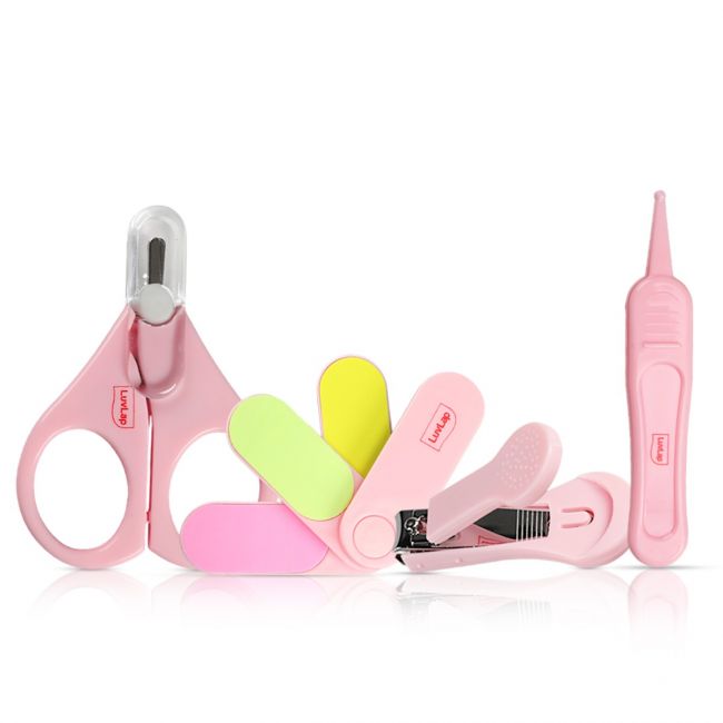 Luvlap Baby Grooming Scissors & Nail Clipper Set/Kit, Manicure Set, 4pcs, Blue, 0m+
