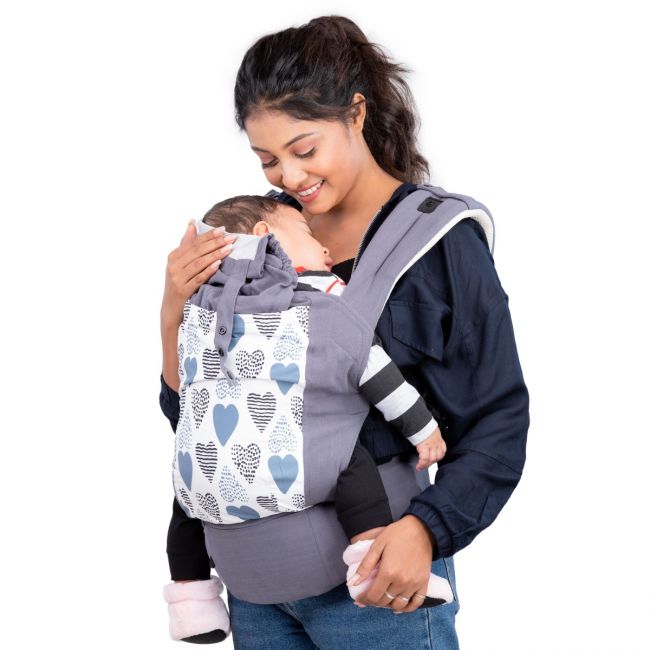 Luvlap Adore Baby Carrier with 3 carry positions, for 6 to 24 months baby, Max weight Up to 18 Kgs (Grey)

