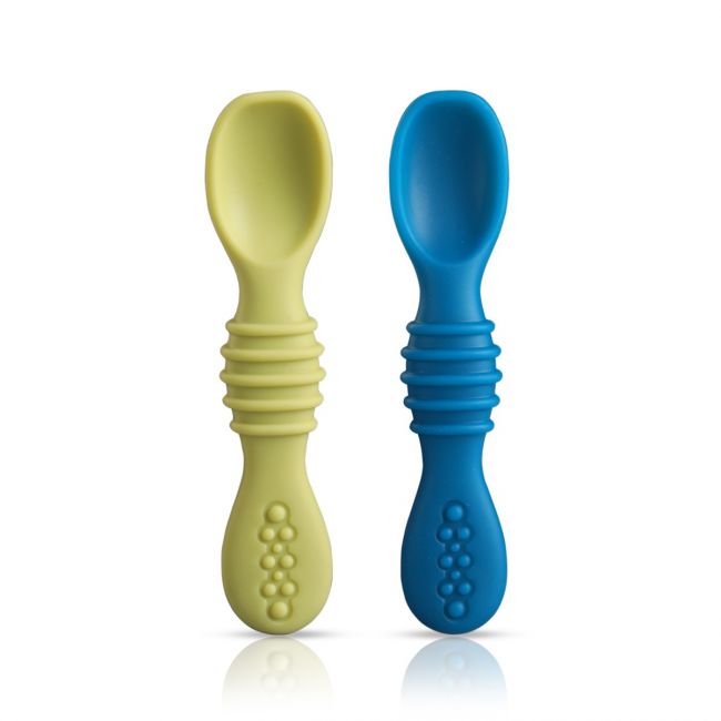 LuvLap Silicone Baby Led Weaning Spoons Set of 2, Baby Training Spoon, Gum Friendly,  BPA Free
