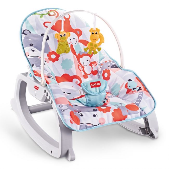 LuvLap Animal Kingdom 3-In-1 Baby Rocker (Hippo)