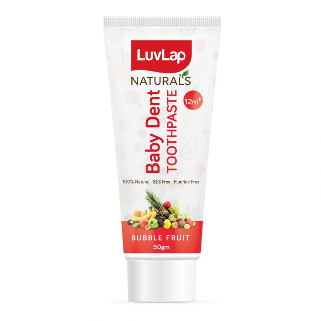 LuvLap Naturals Baby Dent 100% Natural Toothpaste for Kids, Bubble Fruit Flavour, 50g