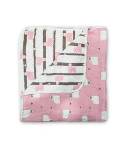 LuvLap Baby Cotton Quilts Cum Wrappers, Pink Sheep