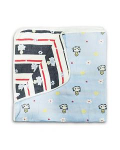 Baby Cotton Quilts cum Wrappers Blue Teddy
