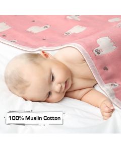 Baby Cotton Quilts cum Wrappers Peach Sheep