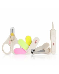 LuvLap Baby Grooming Scissors & Nail Clipper Set/Kit, Manicure Set, 4pcs, White, 0 M+