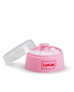 LuvLap Baby Powder Storage Container with Soft Acrylic Puff, BPA Free, (Pink)